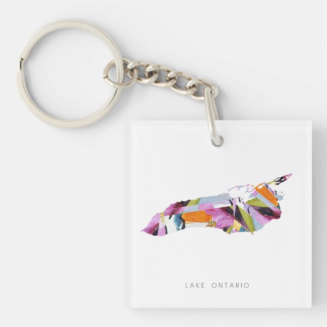 Porte - clé de la carte Silhouette du lac Ontario (Devant)