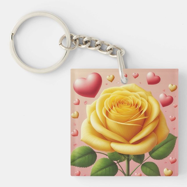 Porte - clé de l'amitié des roses jaunes (Devant)