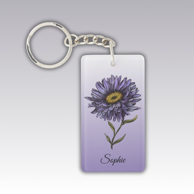 Porte - clé de l'Aster Fleur de Naissance de septe (Créateur téléchargé)