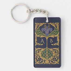 Porte - clé de livres de style Art nouveau Monogra