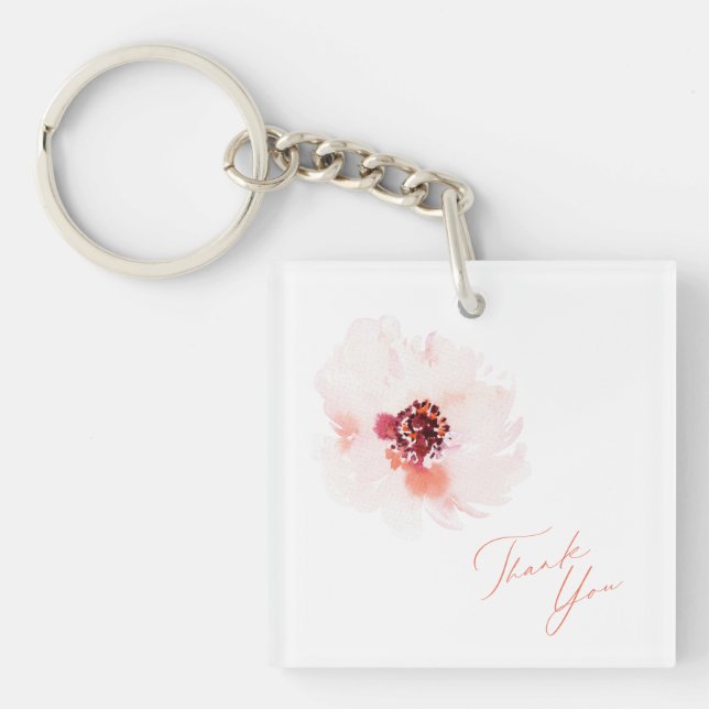 Porte - clé de Mariage floral d'aquarelle (Devant)