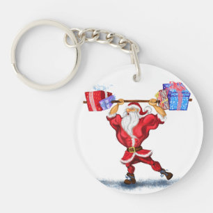 Porte - clé de Noël Bodybuilder Père Noël avec cad