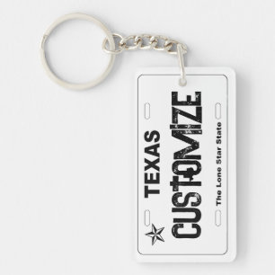 Porte - clé de plaque d'immatriculation Texas blan