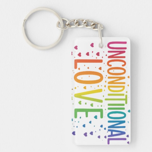 Porte - clé de rectangle d'amour inconditionnel (Devant)
