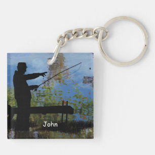 Porte - clé de retraite de pêche de l'homme âgé