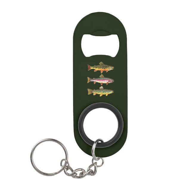Porte-clé Décapsuleur 3 truites pour pêcheur ou pêcheur (Devant)