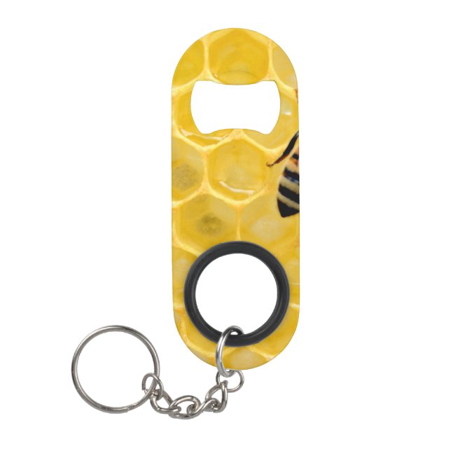 Porte-clé Décapsuleur abeille et nid d'abeille (Devant)