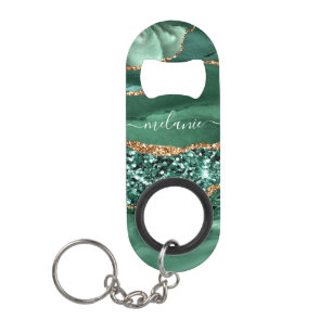 Porte-clé Décapsuleur Agate Green Gold Votre nom Porte - clé Bottle Open