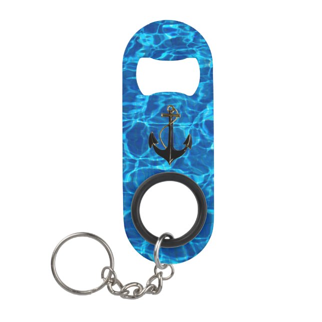 Porte-clé Décapsuleur Ancre Dans L'Eau Bleue (Devant)