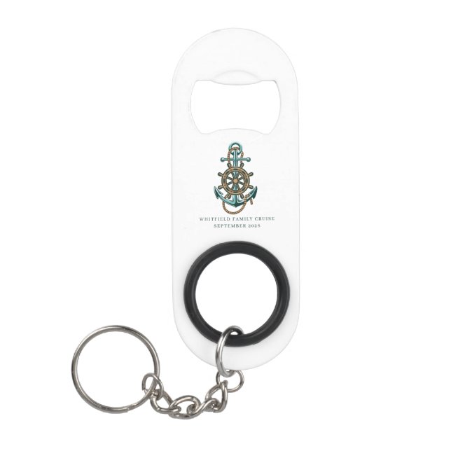 Porte-clé Décapsuleur Ancre nautique personnalisée Famille Croisière Vac (Devant)