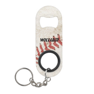 Porte-clé Décapsuleur Arrière - plan de base-ball monogramme rustique mo