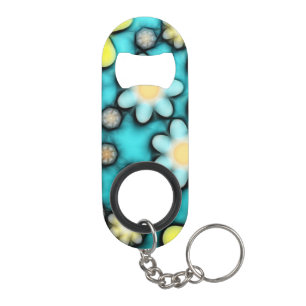 Porte-clé Décapsuleur Art de l'énergie jaune et bleu
