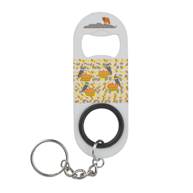 Porte-clé Décapsuleur 🦊🦉 Autumn Critters Bottle Opener Keychain (Devant)