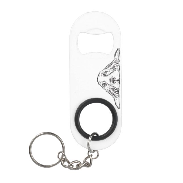 Porte-clé Décapsuleur basset blanc (Devant)