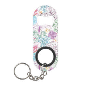 Porte-clé Décapsuleur Beau motif avec les fleurs colorées