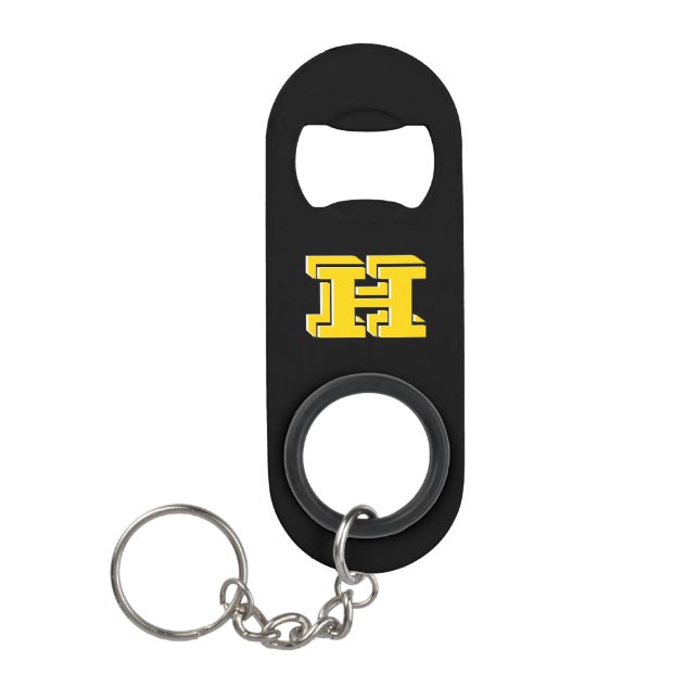 Porte-clé Décapsuleur Black and Gold Stainless Keychain Bottle Opener (Devant)