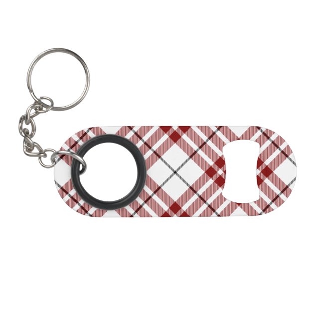 Porte-clé Décapsuleur Buchanan tartan rouge blanc plaid (Devant (Horizontal))