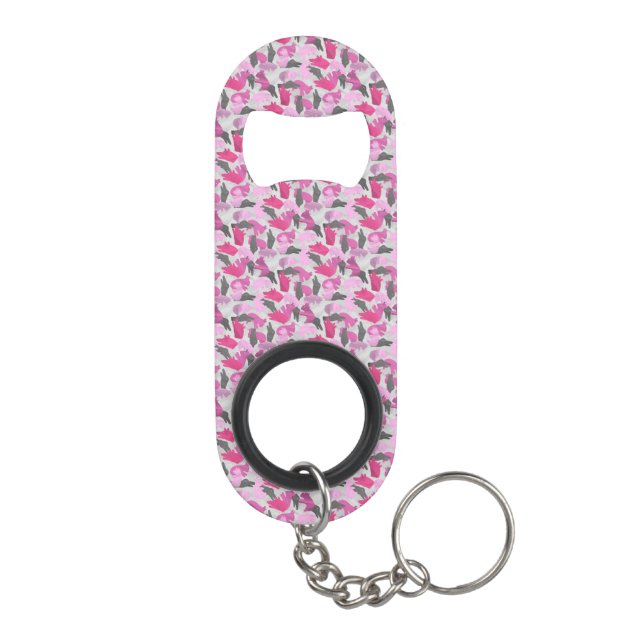 Porte-clé Décapsuleur Camouflage animal Silhouette rose (Dos)