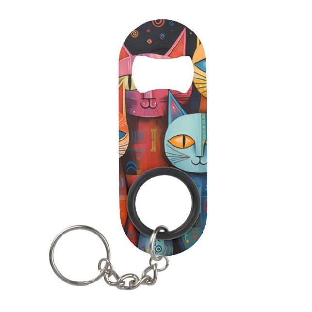Porte-clé Décapsuleur Chat fantaisiste (Devant)