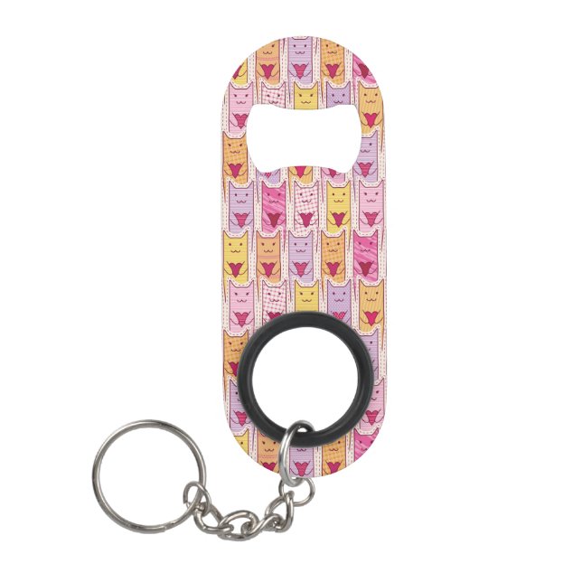 Porte-clé Décapsuleur Chats mignons avec les coeurs affectueux (Devant)