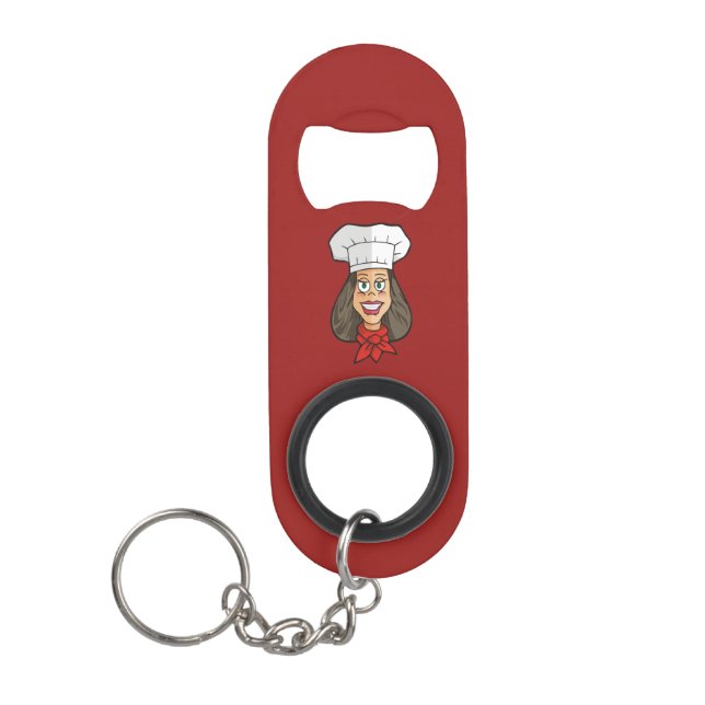 Porte-clé Décapsuleur Chef femme (Devant)