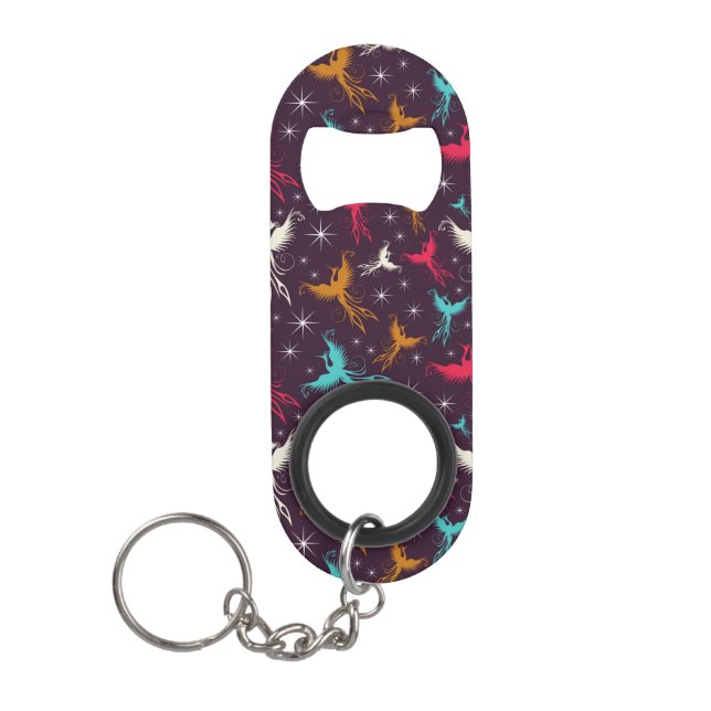 Porte-clé Décapsuleur Chiffre motif d'oiseaux de Phoenix (Devant)