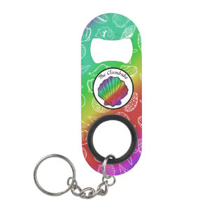 Porte-clé Décapsuleur Clambake Arc-en-ciel Clam Motif de mollusques