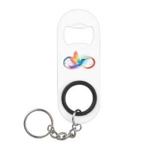 Porte-clé Décapsuleur Colibri arc-en-ciel avec symbole Infinity