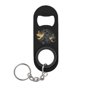 Porte-clé Décapsuleur Colibri noir et or