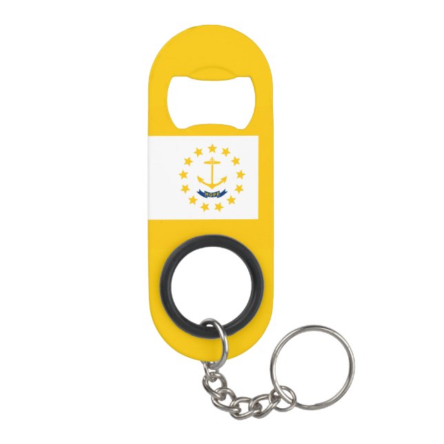 Porte-clé Décapsuleur Conception de drapeau d'état d'Île de Rhode (Dos)