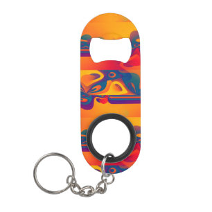 Porte-clé Décapsuleur Conception graphique transparente - jaune rouge I