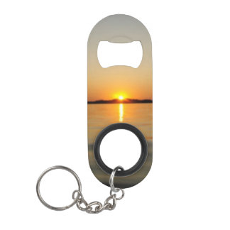 Porte-clé Décapsuleur Coucher du soleil volcanique vermillon de lac