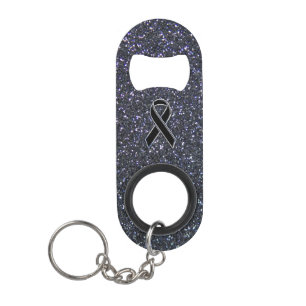 Porte-clé Décapsuleur Décor d'accent de sensibilisation au ruban noir