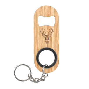 Porte-clé Décapsuleur Design en bois de cerf de queue blanche Buck