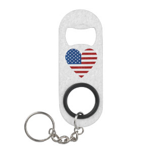 Porte-clé Décapsuleur Drapeau américain cœur 4 juillet