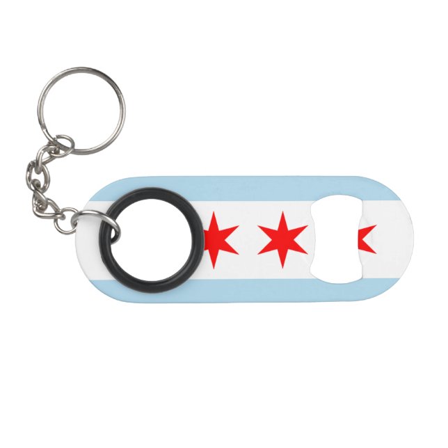 Porte-clé Décapsuleur Drapeau de Chicago (Devant (Horizontal))