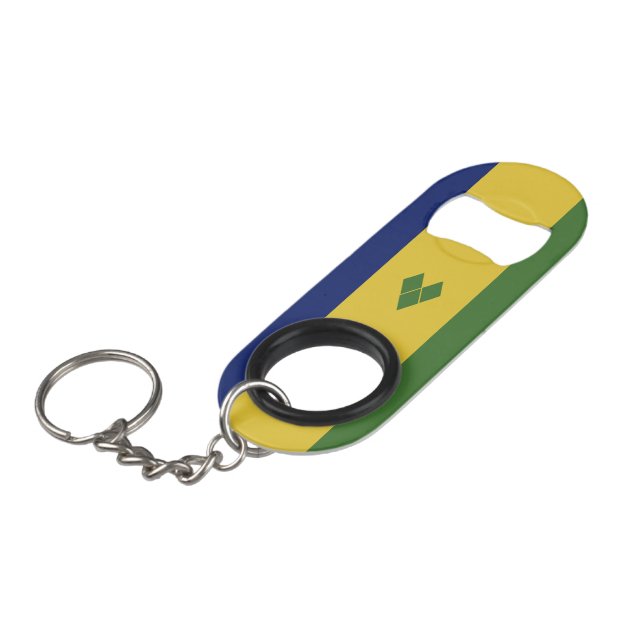 Porte-clé Décapsuleur Drapeau de Saint-Vincent-et-les Grenadines (Devant Angle)