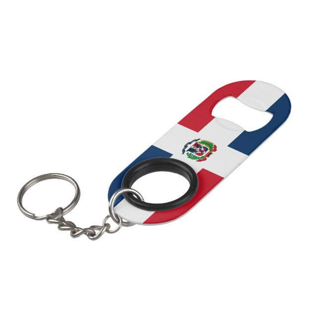 Porte-clé Décapsuleur Drapeau dominicain (Devant Angle)