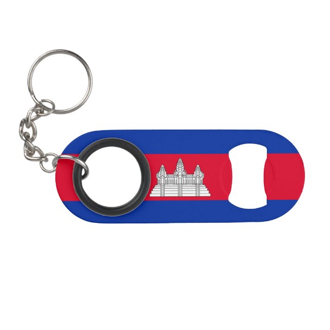 Porte-clé Décapsuleur Drapeau du Cambodge patriotique (Devant (Horizontal))