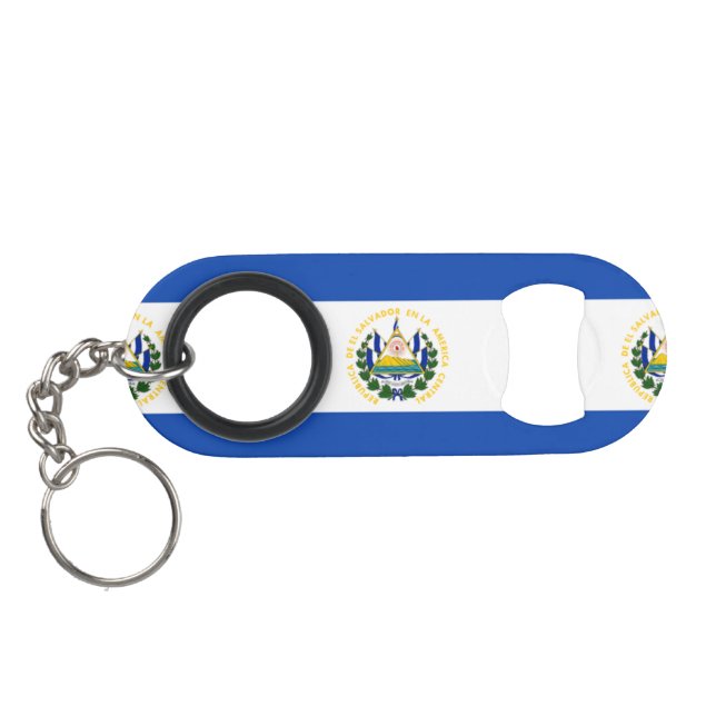 Porte-clé Décapsuleur Drapeau du Salvador, manteau des bras national (Dos Horizontal)