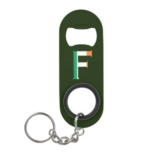 Porte-clé Décapsuleur F Monogramme superposé sur le bocal drapeau irland
