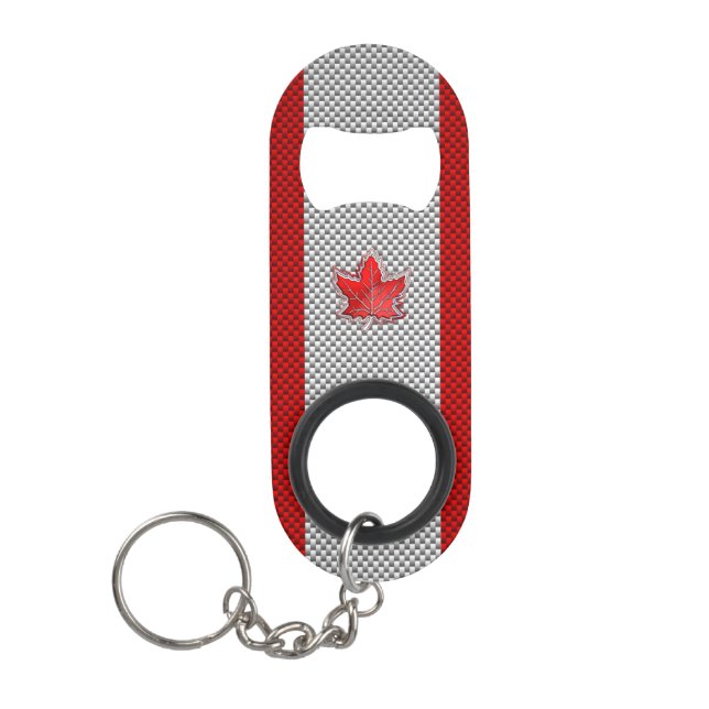 Porte-clé Décapsuleur Feuille d'érable rouge canadienne à la fibre de ca (Devant)
