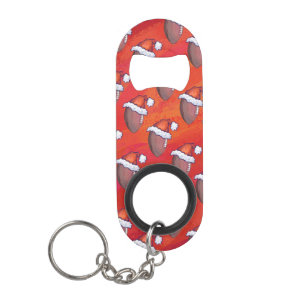 Porte-clé Décapsuleur Football à Santa Hat sur Rouge