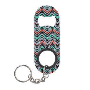 Porte-clé Décapsuleur Gris, Teal, et motif tiré par la main de corail de