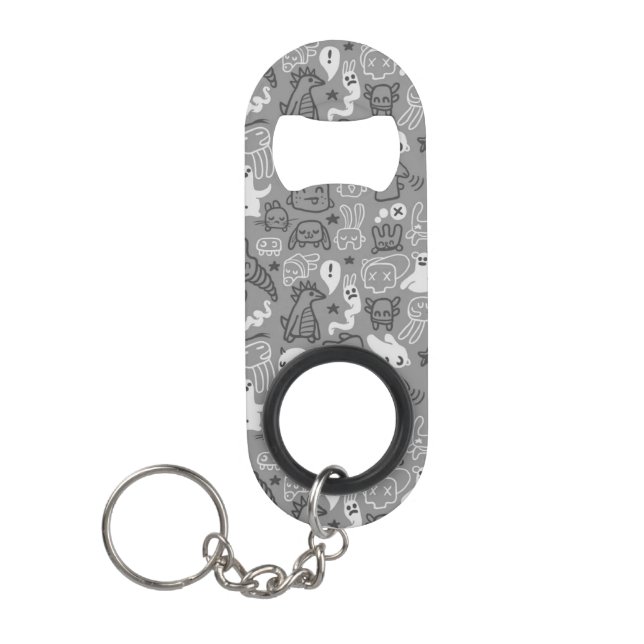 Porte-clé Décapsuleur illustration de motif de griffonnages (Devant)