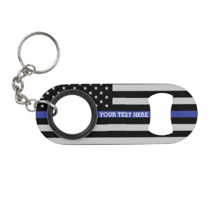 Porte-clé Décapsuleur Ligne bleue mince - Drapeau américain personnalis