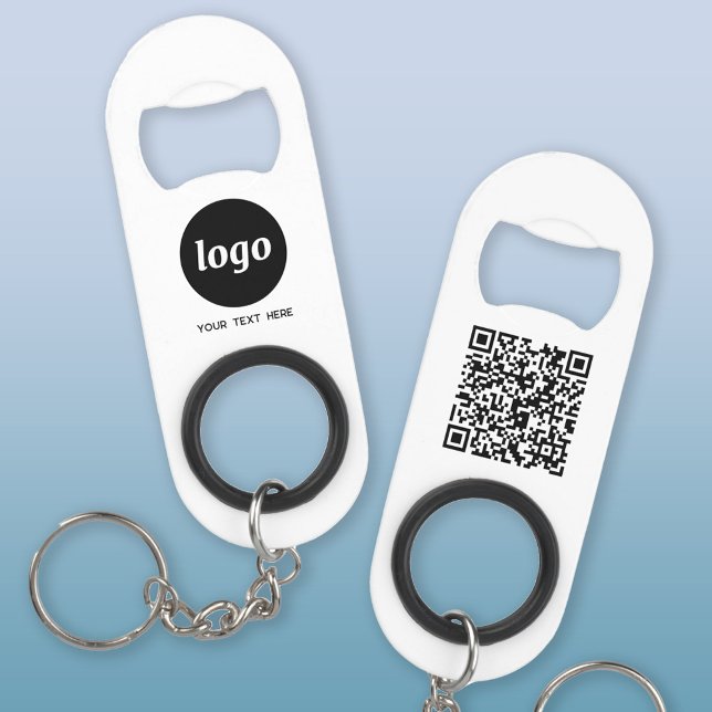 Porte-clé Décapsuleur Logo avec le code QR textuel Entreprise (Logo QR code custom text business promotional keychain bottle opener)
