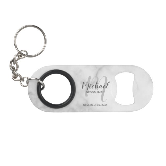 Porte-clé Décapsuleur Modern Script Personalized Groomsman (Devant (Horizontal))