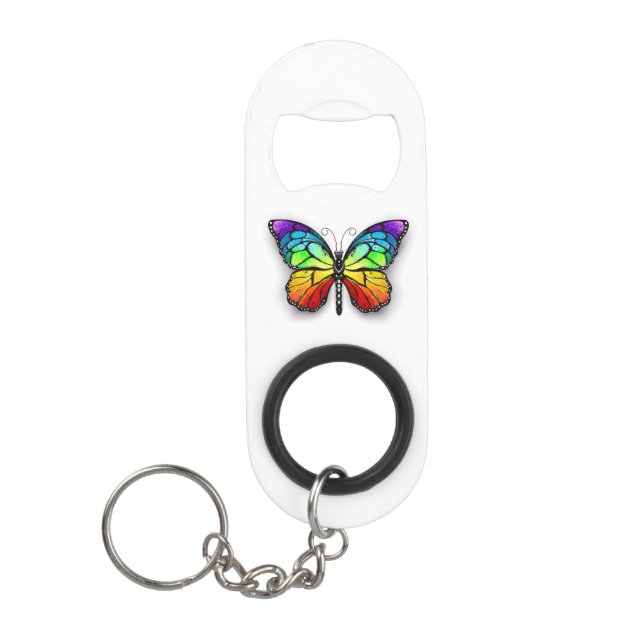 Porte-clé Décapsuleur Monarque papillon arc-en-ciel (Devant)
