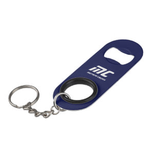 Porte-clé Décapsuleur Monogramme bleu avec nom, typographie simple pour 